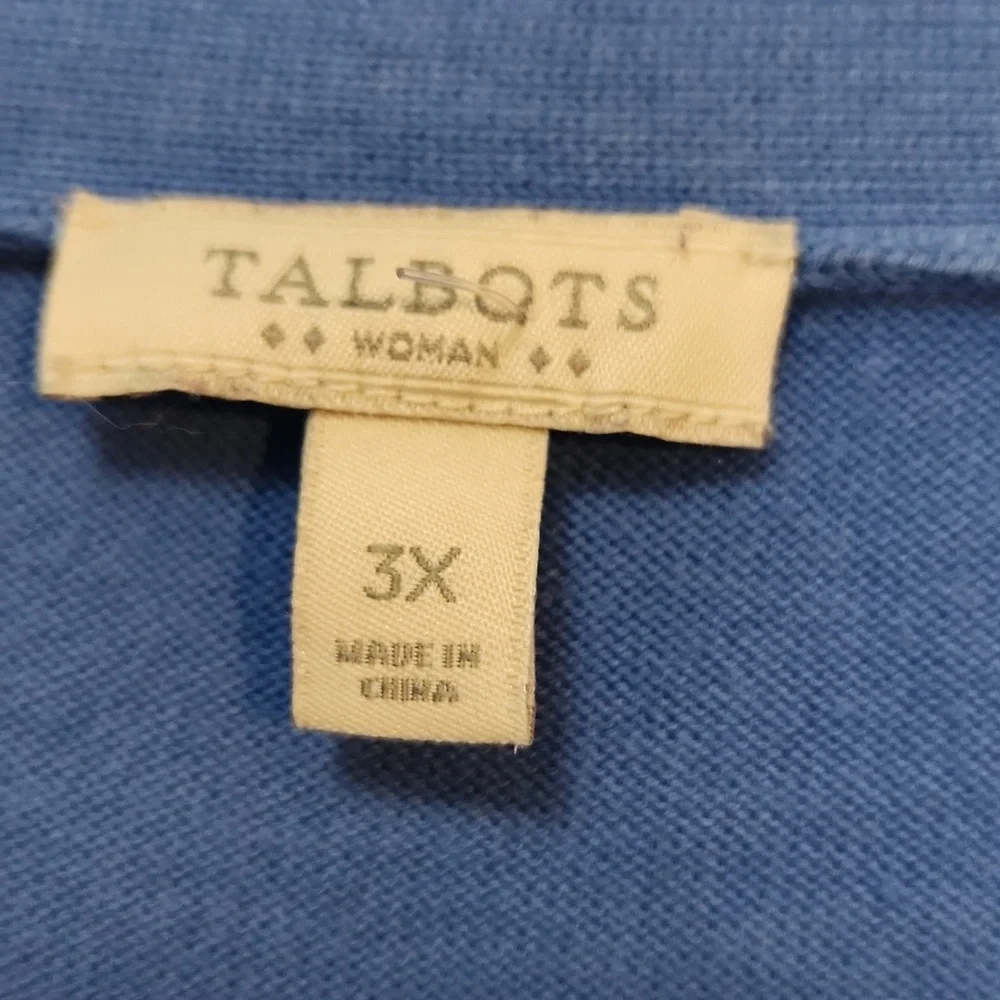 Talbots Woman Cotton Knit Lightweight Blue Button-Up Cardigan